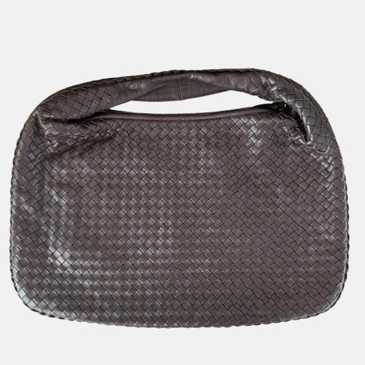 Bottega Veneta Intrecciato Hobo Bag Large Dark Chocolate Brown Lambskin leather 47cm
