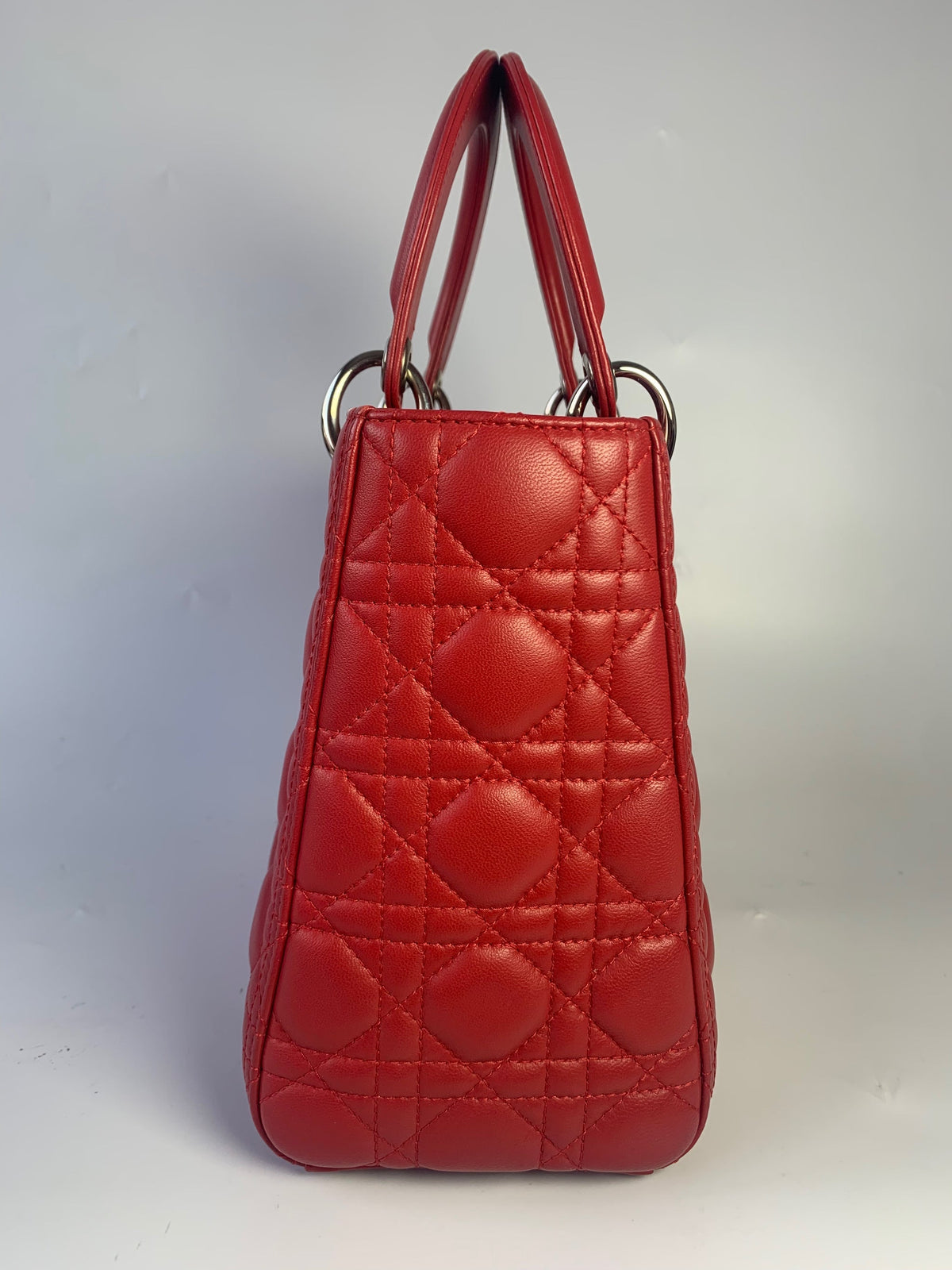 Lady Dior Medium Bag Red Lambskin Cannage Leather Rovelle Bags