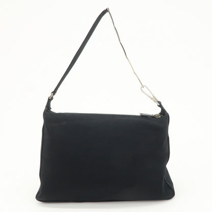FENDI Polyester Chain Shoulder Bag Hand Bag Black Silver 091577 Rovelle Bags
