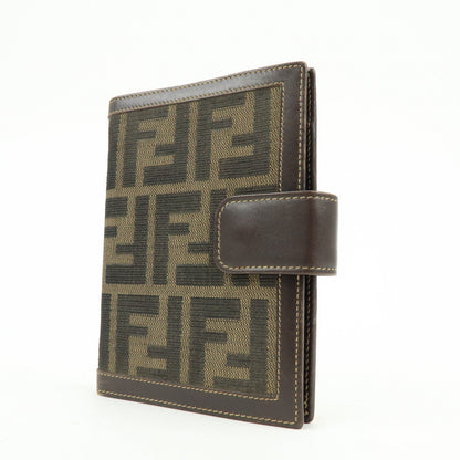 FENDI Zucca Canvas Leather Agenda Planner Cover Brown Black 30153 Rovelle Bags