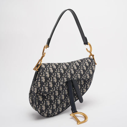 Dior Saddle Bag Medium Shoulder Bag Blue Oblique Jacquard With Shoulder Strap From 2019 Rovelle Bags