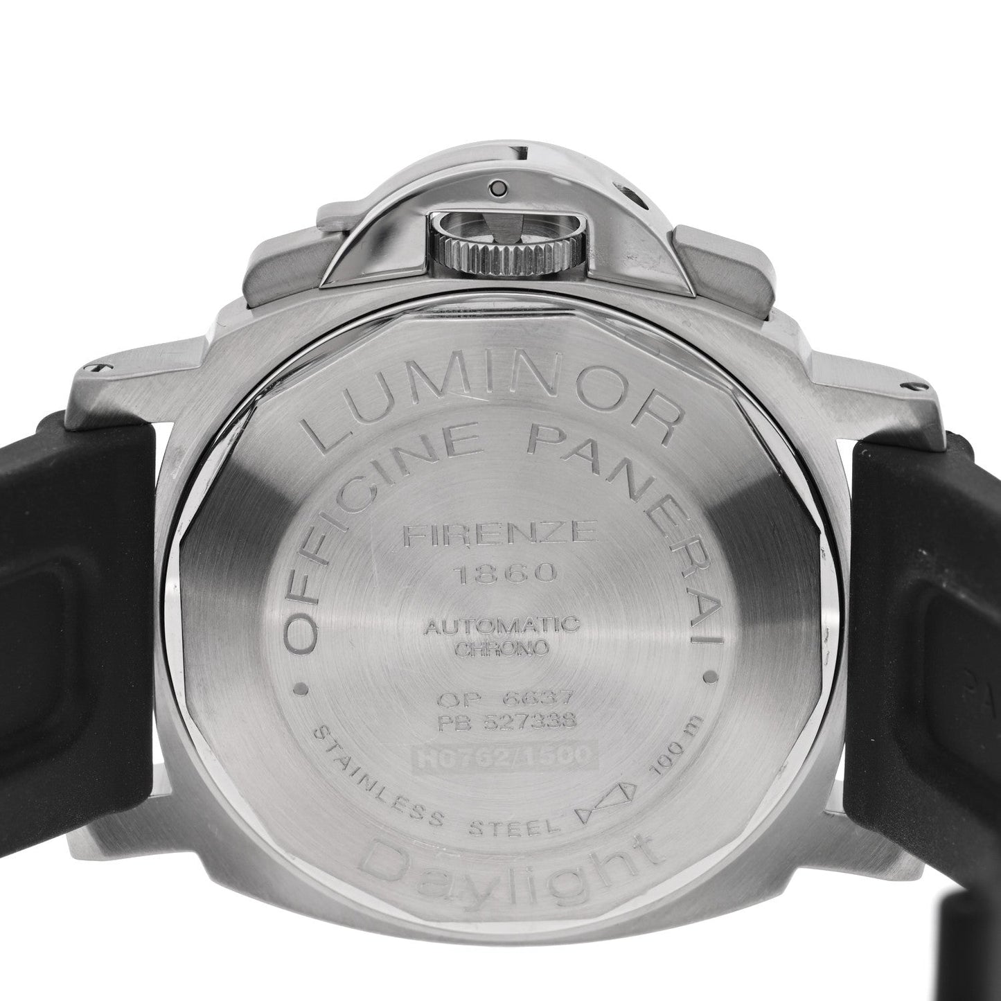 Stainless Steel Rubber 44mm Luminor Daylight Chronograph Automatic Watch Black PAM00250