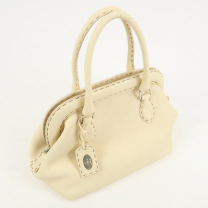 FENDI Selleria Leather Boston Bag Hand Bag Cream 8BN127 Rovelle Bags