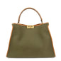 FENDI Peekaoo Canvas Leather Hand Bag Khaki Brown 8BN304 Rovelle Bags