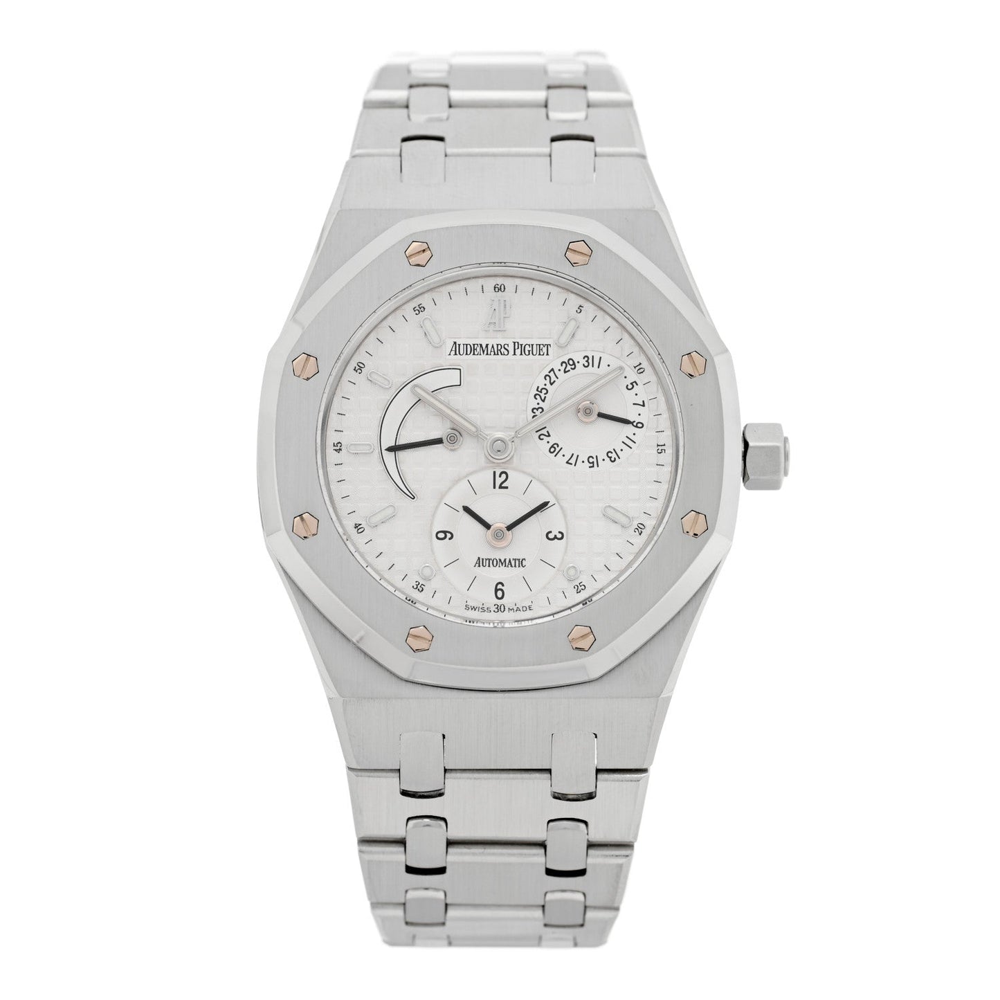 Stainless Steel 36mm Royal Oak Dual Time Automatic Watch White 25730ST.OO.0789ST.09