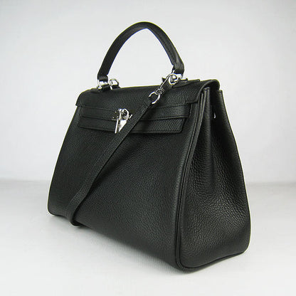 Luxury Hermes Kelly 32Cm Togo Leather Handbag 6108 Black Silver