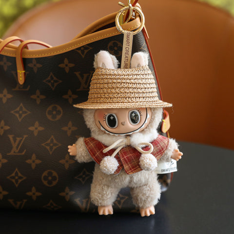 (Baby + clothes) Sitting party baby clothes plush vinyl face doll bag pendant girl gift