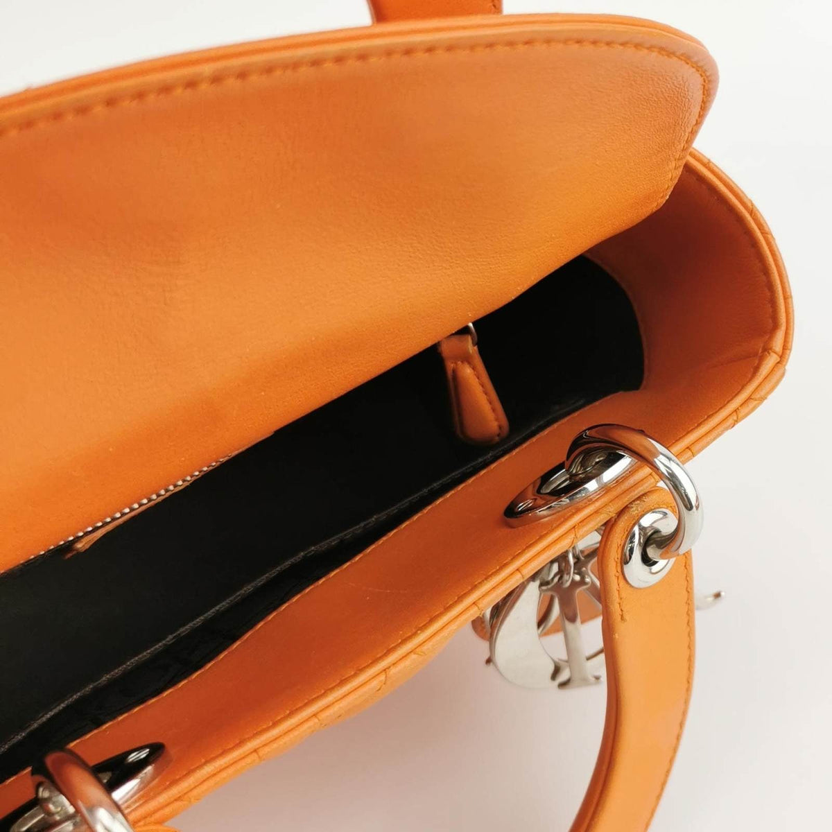 Lady Dior My Abcdior 2016 Small Orange Lambskin Cannage Leather Handbag Rovelle Bags