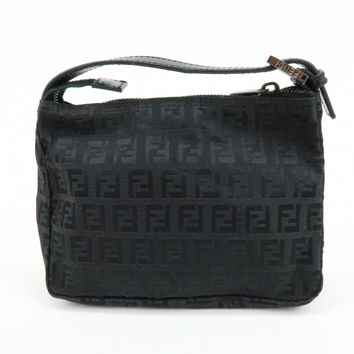 FENDI Zucchino Canvas Leather Hand Bag Pouch Black 8N0001 Rovelle Bags