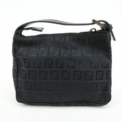 FENDI Zucchino Canvas Leather Hand Bag Pouch Black 8N0001 Rovelle Bags