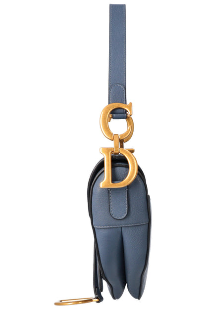 Christian Dior Saddle Bag Leather Blue Rovelle Bags