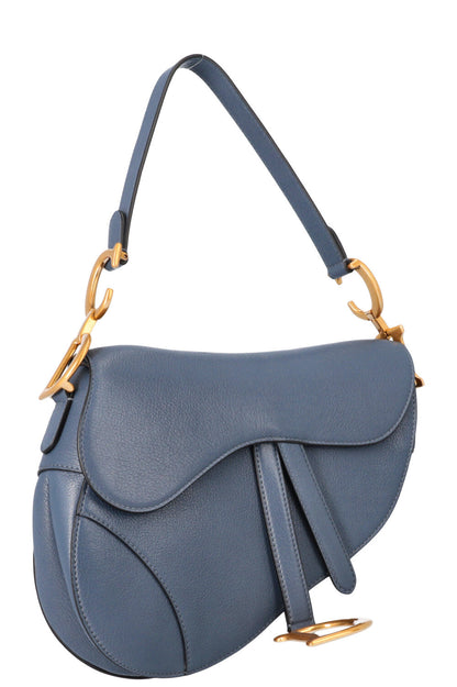 Christian Dior Saddle Bag Leather Blue Rovelle Bags