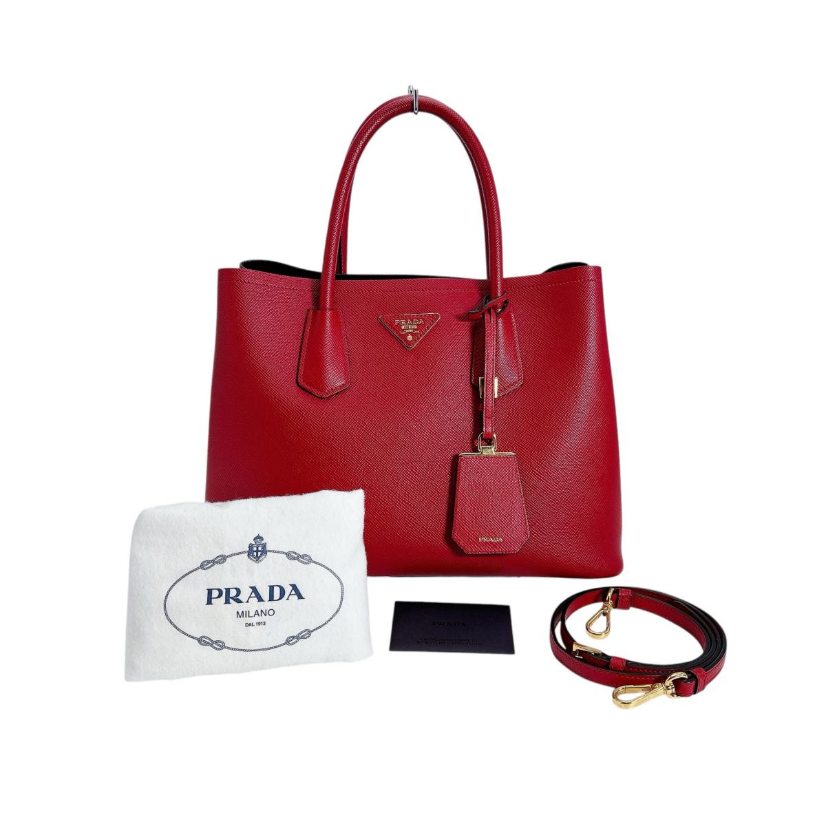 Prada Handbag Bn2775 Cowhide Red Safiano 2 Way Bag Rovelle Bags