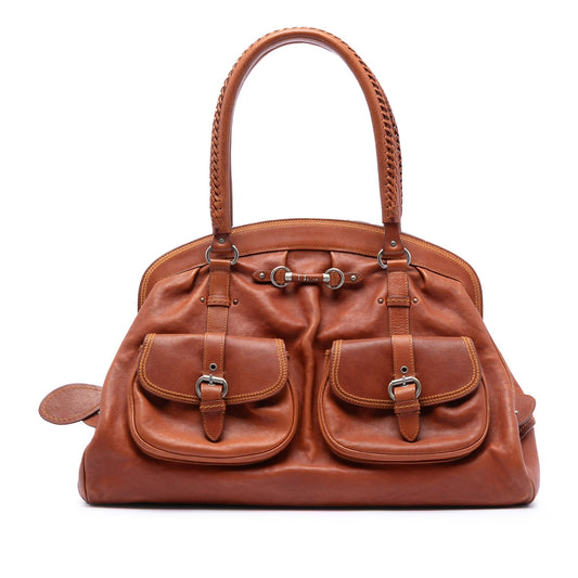 Brown Dior Large Calfskin My Dior Pockets Frame Handbag Rovelle Bags