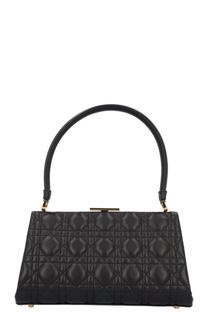 Christian Dior Caro Cannage Frame Bag Black Leather Rovelle Bags