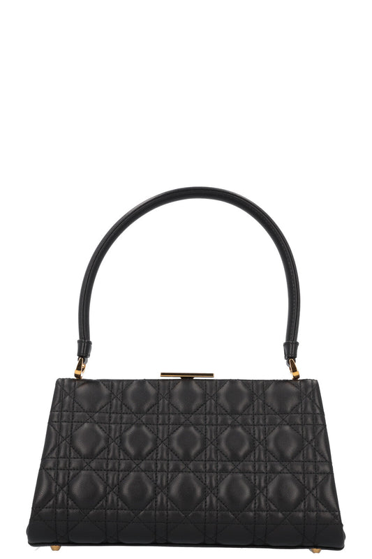Christian Dior Caro Cannage Frame Bag Black Leather Rovelle Bags