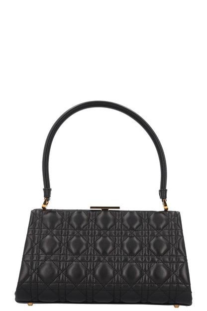 Christian Dior Caro Cannage Frame Bag Black Leather Rovelle Bags