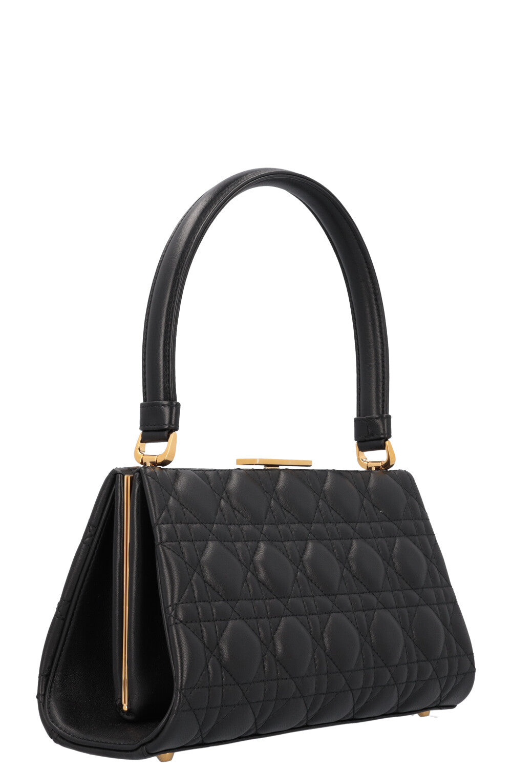 Christian Dior Caro Cannage Frame Bag Black Leather Rovelle Bags