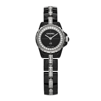 Stainless Steel Ceramic Diamond Bezel 19mm J12 XS Quartz Watch Black
