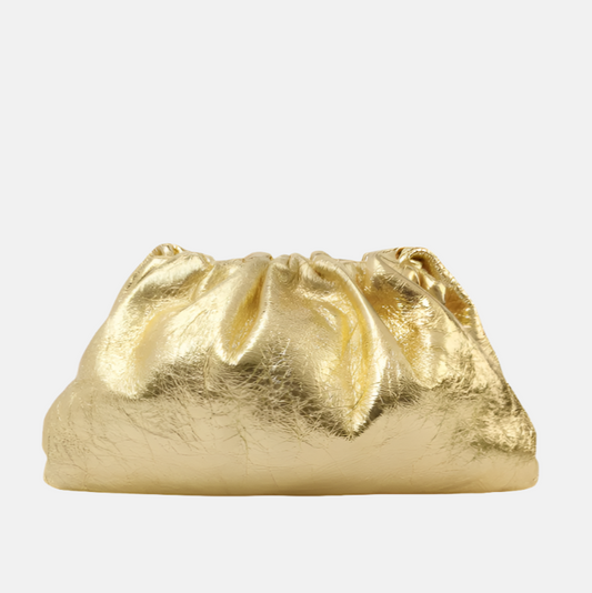 Bottega Veneta Pouch Large Metallic Gold Wrinkled Leather