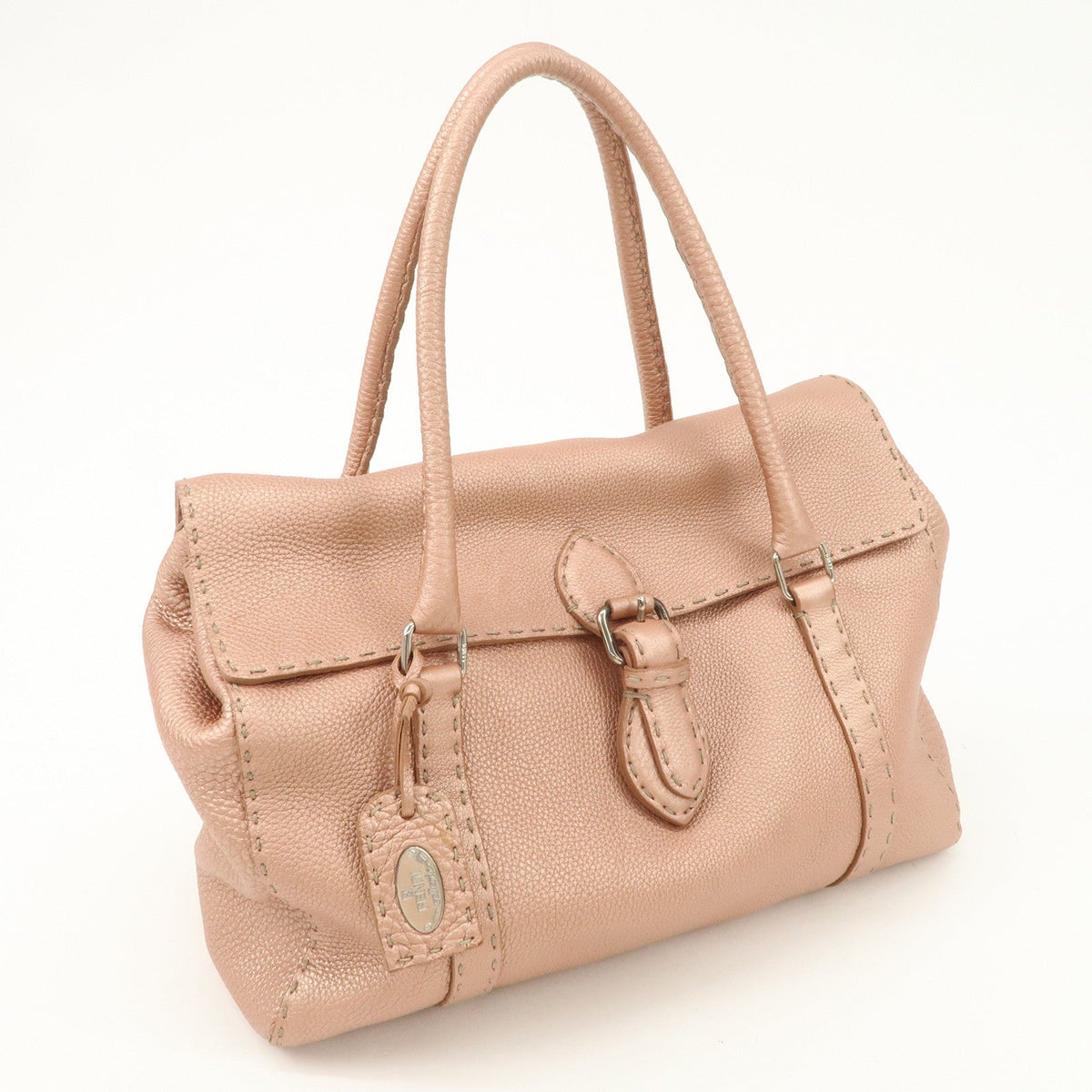 FENDI Selleria Leather Mini Linda Hand Bag Pink Silver Hardware 8BR458 Rovelle Bags