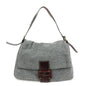 FENDI Mamma Baguette Wool Leather Shoulder Bag Grey Brown 26325 Rovelle Bags