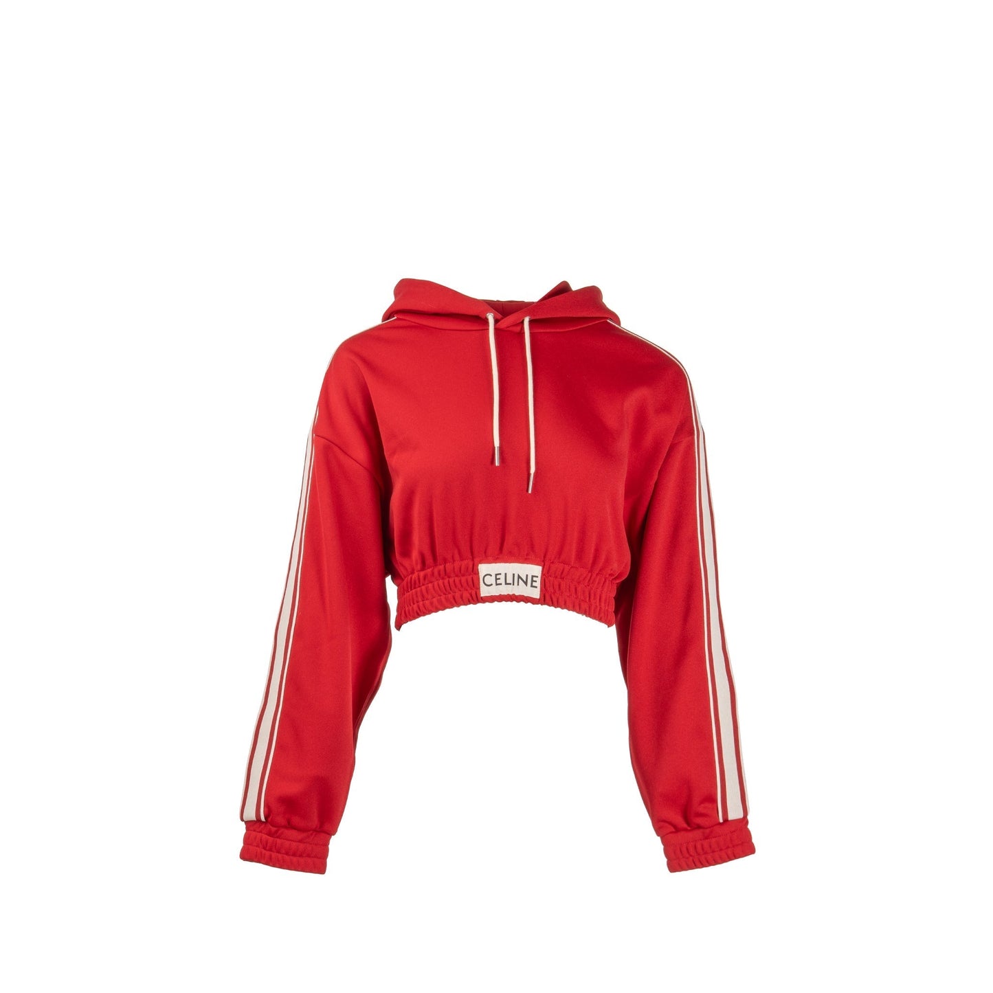 Celine Size S Cropped Hoodie Jersey Polyester Red / White