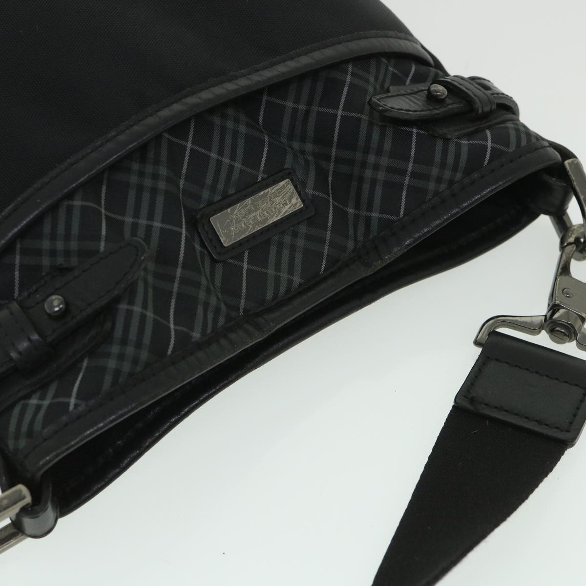 Burberry Label Brand Canvas Black Shoulder Bag