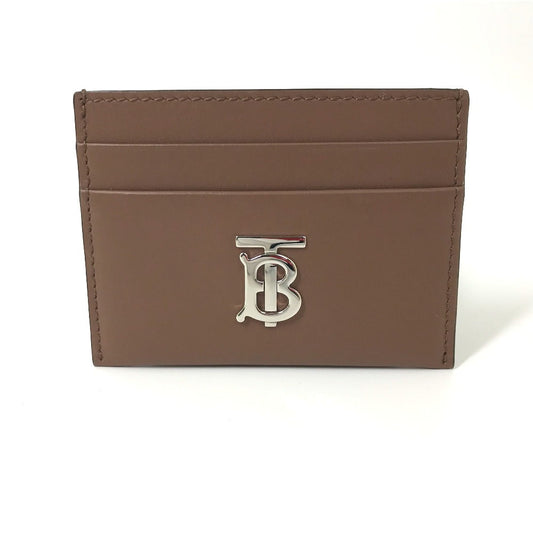 BURBERRY Card Case leather Brown logo Women