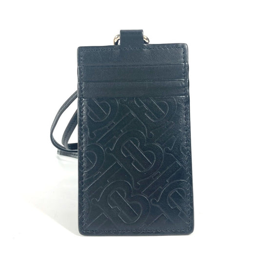 BURBERRY Card Case leather black TB logo unisex(Unisex)