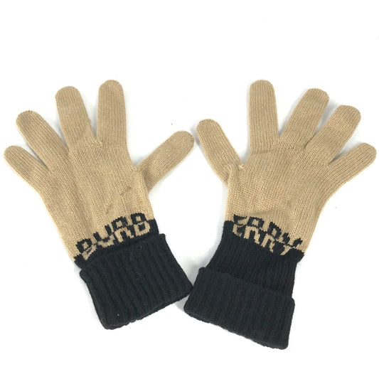 BURBERRY gloves wool beige By color logo Women