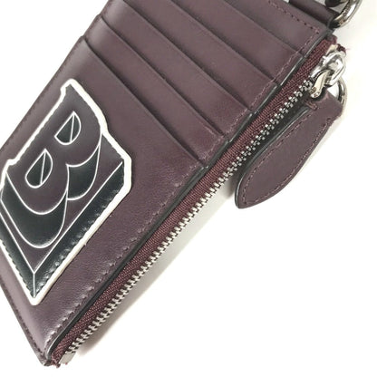 BURBERRY Coin case leather Purple type Wallet Coin Pocket With TB strap mens