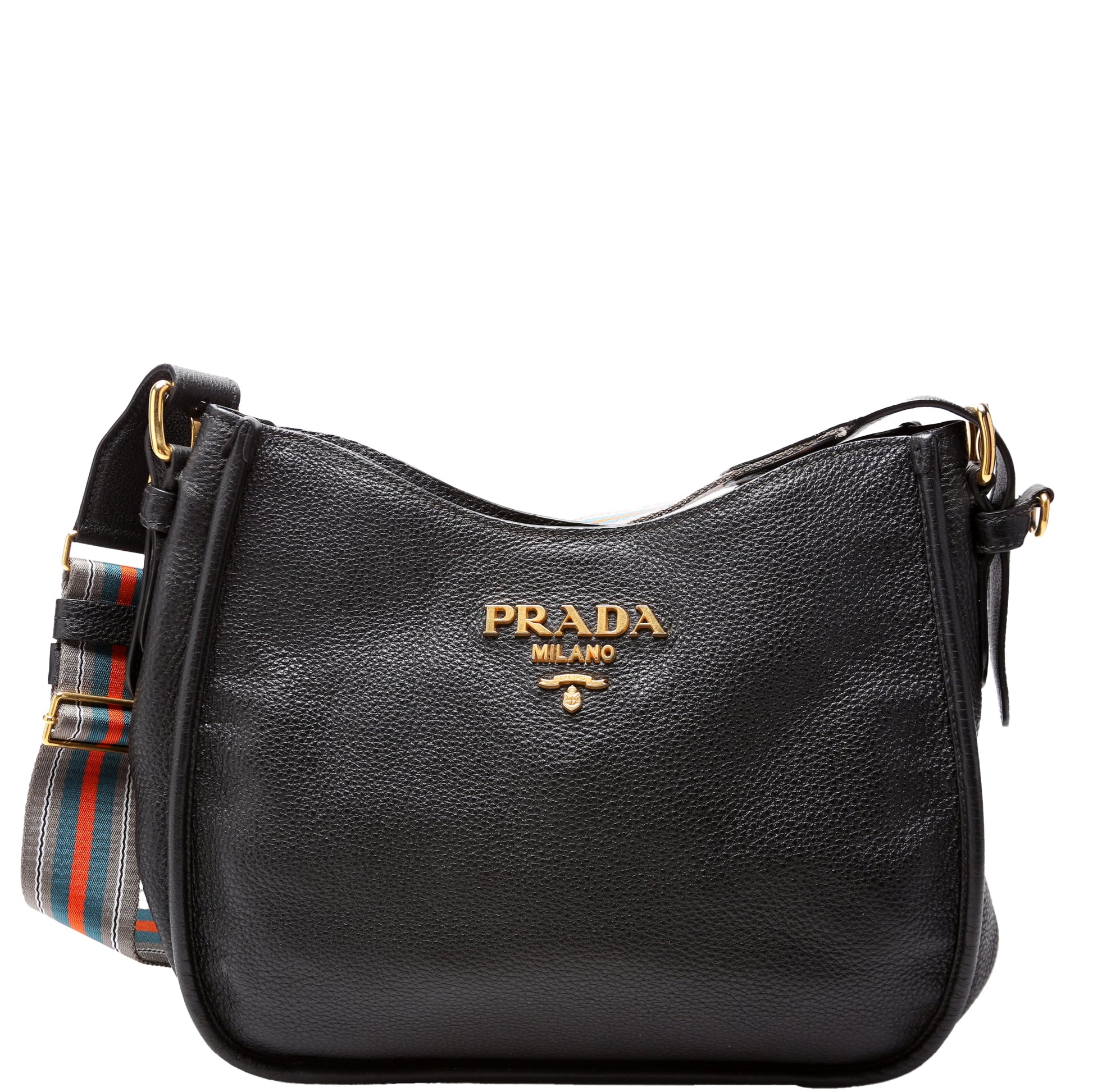 Prada Vitello Daino Hobo Black Bag Rovelle Bags
