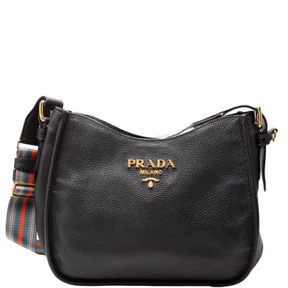 Prada Vitello Daino Hobo Black Bag Rovelle Bags