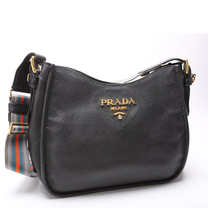 Prada Vitello Daino Hobo Black Bag Rovelle Bags