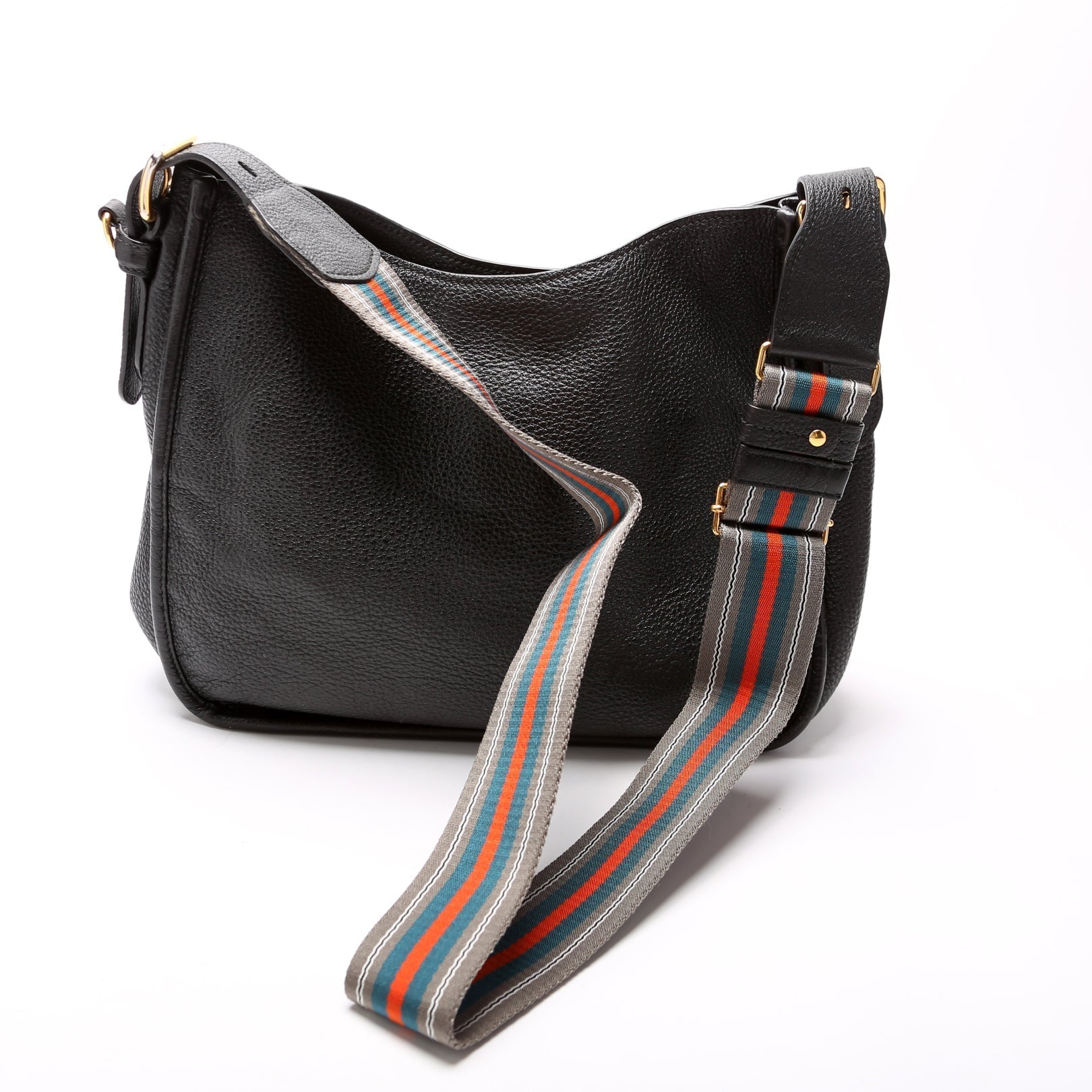 Prada Vitello Daino Hobo Black Bag Rovelle Bags