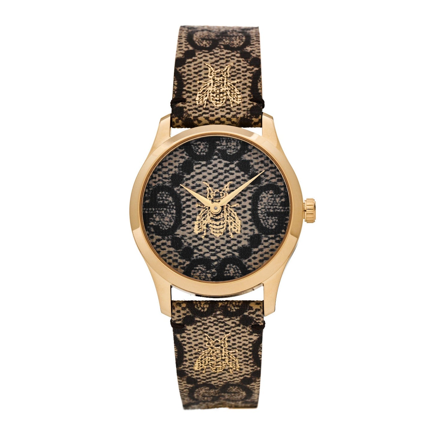 Stainless Steel Canvas 38mm G-Timeless GG Supreme Bee Quartz Watch Brown