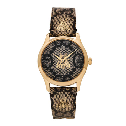 Stainless Steel Canvas 38mm G-Timeless GG Supreme Bee Quartz Watch Brown