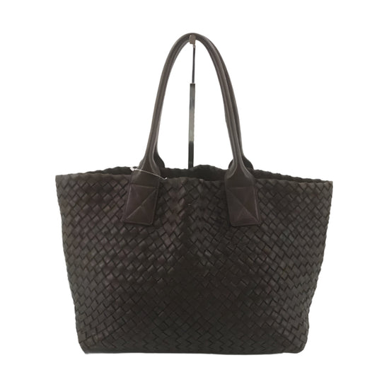 Bottega Veneta Cabat Small Dark Chocolate Brown Intreccio Leather Tote Bag