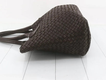 Bottega Veneta Cabat Small Dark Chocolate Brown Intreccio Leather Tote Bag