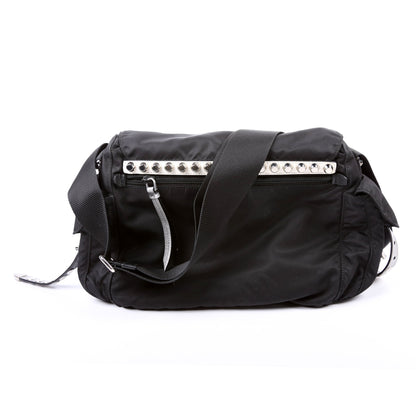 Prada New Velanylon Studded Messenger Black Bag Rovelle Bags