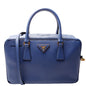 Prada Saffiano Lux Bauletto Blue Bag Rovelle Bags