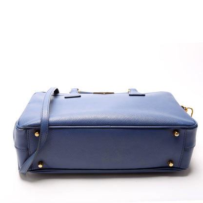 Prada Saffiano Lux Bauletto Blue Bag Rovelle Bags