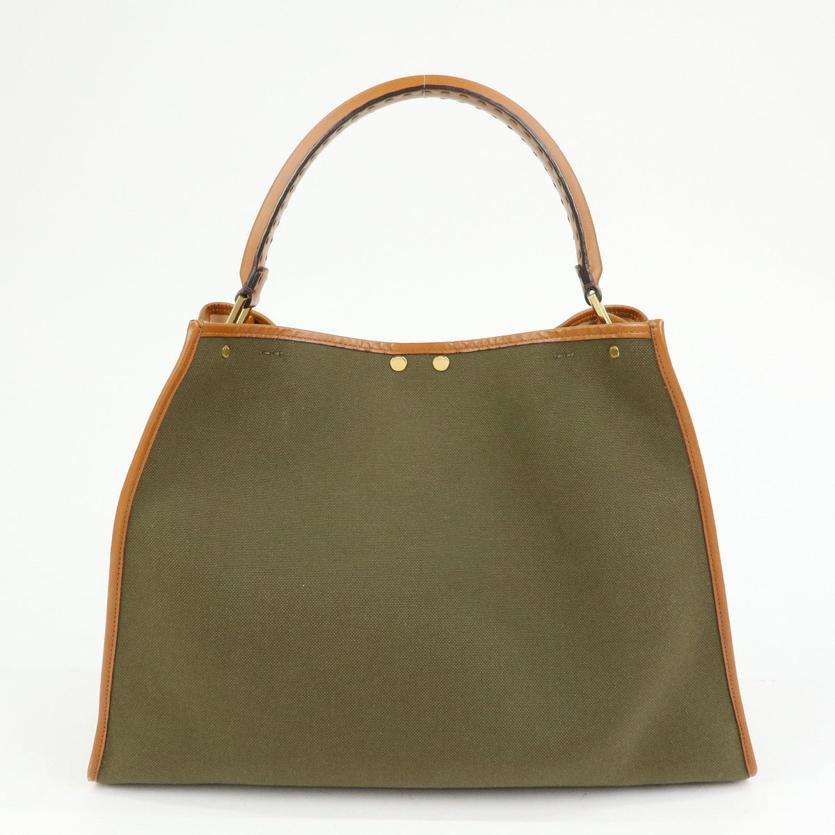 FENDI Peekaoo Canvas Leather Hand Bag Khaki Brown 8BN304 Rovelle Bags