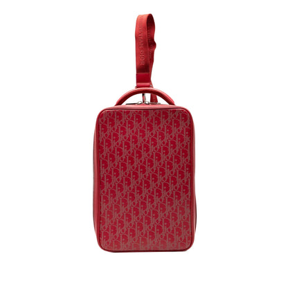 Red Dior Oblique Perforated Calfskin Galaxy World Tour Shoe Case Satchel Rovelle Bags