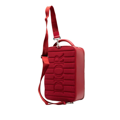 Red Dior Oblique Perforated Calfskin Galaxy World Tour Shoe Case Satchel Rovelle Bags