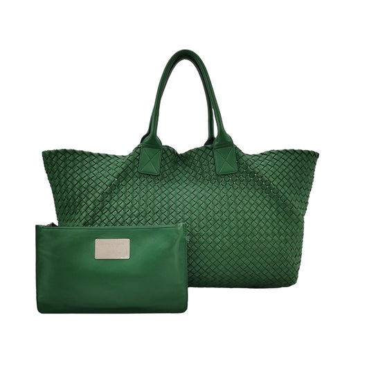 Bottega Veneta Cabat Tote Green Intreccio Leather 45cm