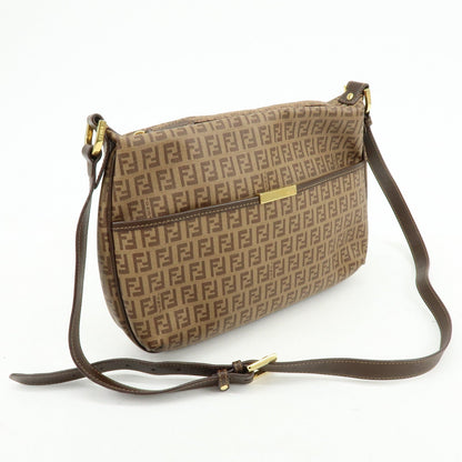 FENDI Zucchino PVC Leather Shoulder Bag Crossbody Bag Brown 8BT206 Rovelle Bags