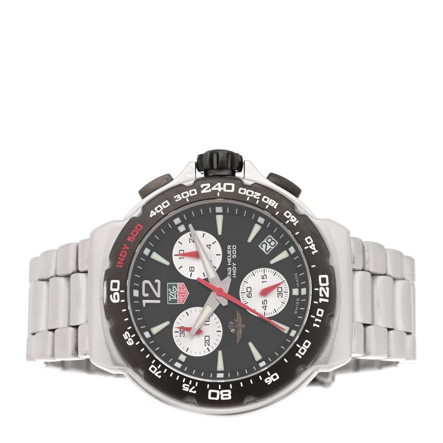 Stainless Steel 41mm Formula 1 Indy 500 Chronograph Quartz Watch Black CAC111A