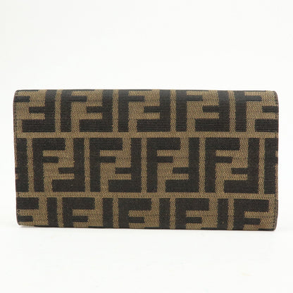 FENDI Zucca Canvas Bi-fold Long Wallet Black Brown 8M0009 Rovelle Bags